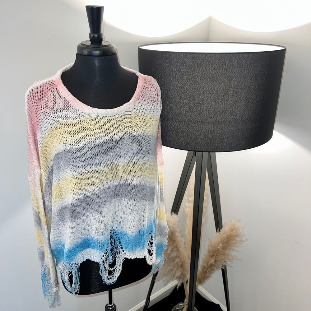 POL Sherbert Rainbow Rugged Lightweight Sweater - Picture 6 of 7